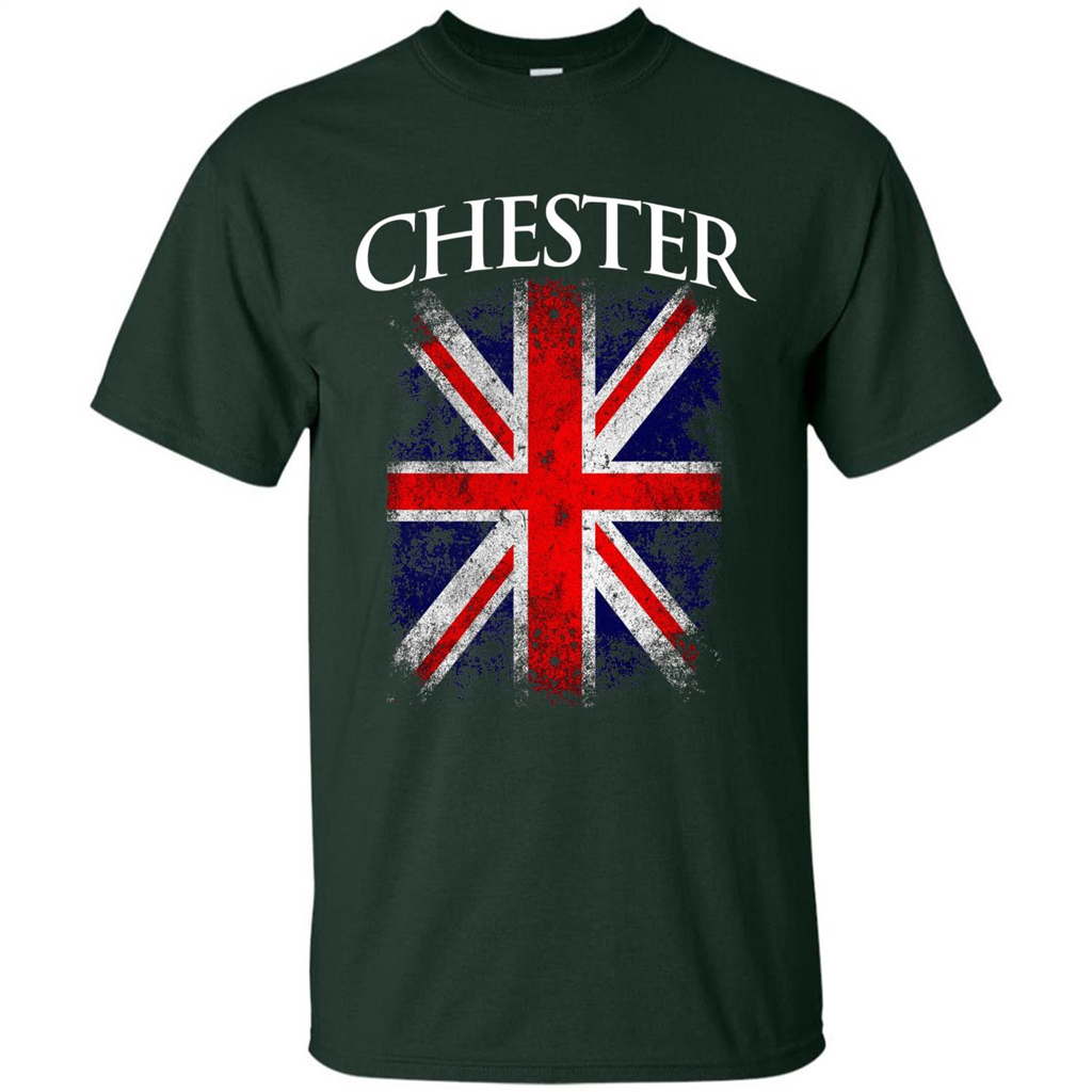 Chester England British Flag T-shirt Forest Green
