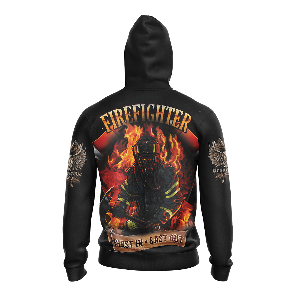 Firefighter First In Last Out Unisex Zip Up Hoodie