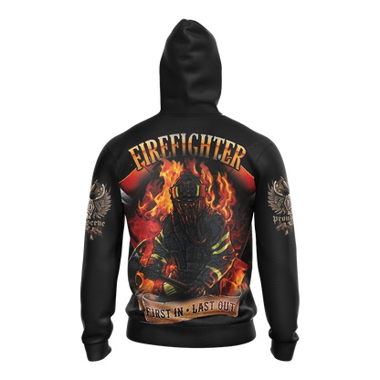 Firefighter First In Last Out Unisex Zip Up Hoodie