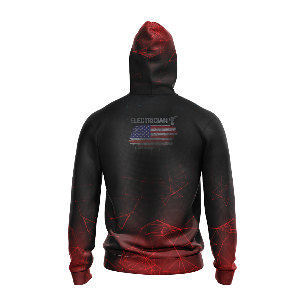 Patriotic Electrician American Flag Unisex Zip Up Hoodie
