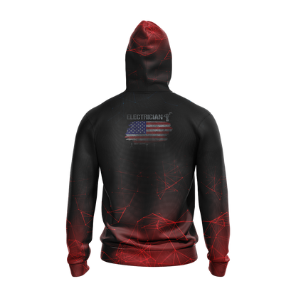 Patriotic Electrician American Flag Unisex Zip Up Hoodie
