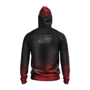 Patriotic Electrician American Flag Unisex Zip Up Hoodie