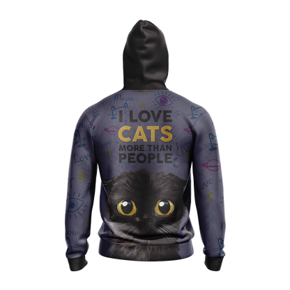 I Love Cats More Than People Unisex 3D Hoodie