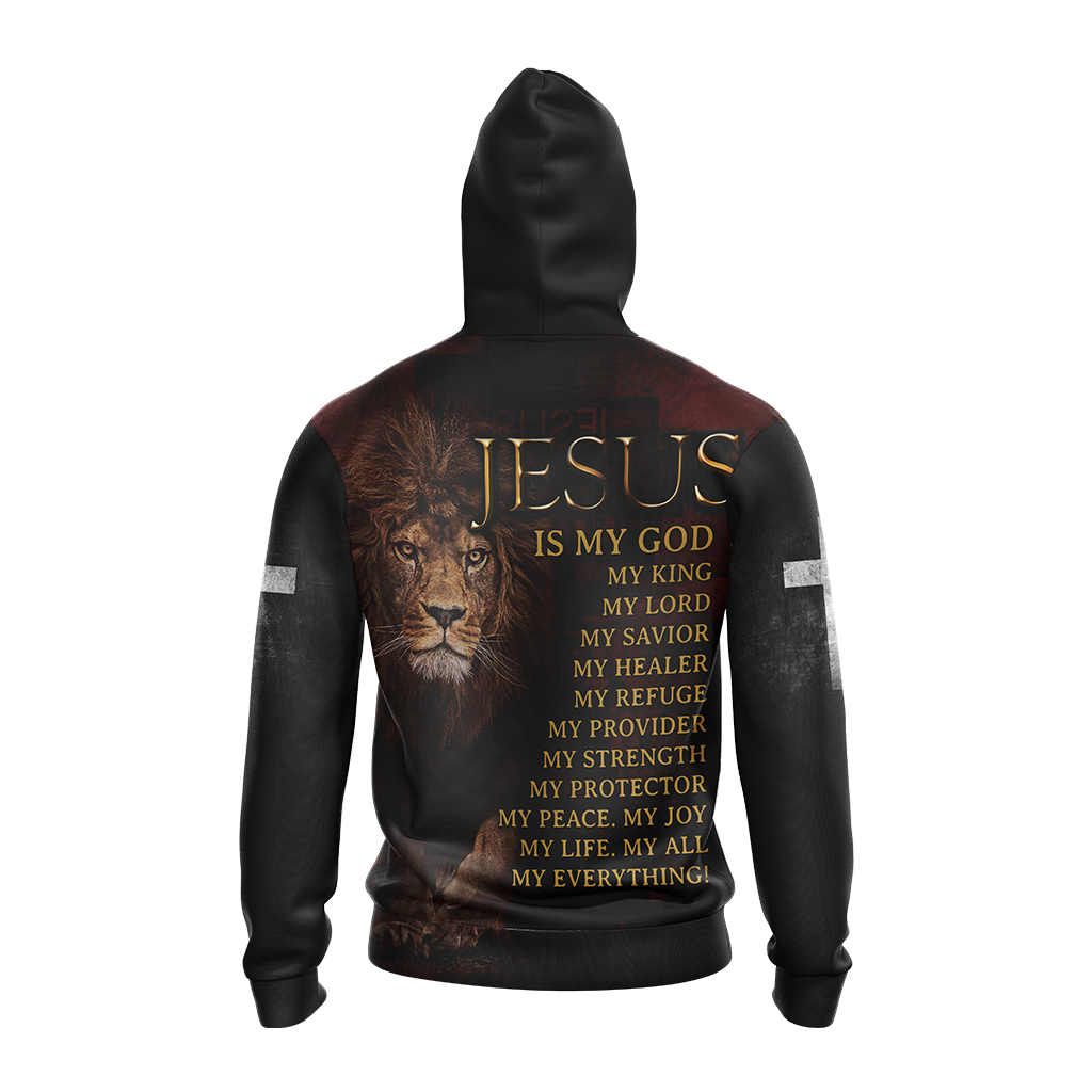 Chirstian Jesus Is My God My King My Lord Unisex Zip Up Hoodie