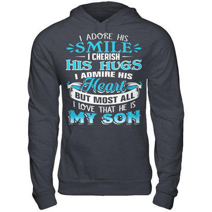 I Love That He Is My Son T-shirt Gildan - Pullover Hoodie Dark Heather