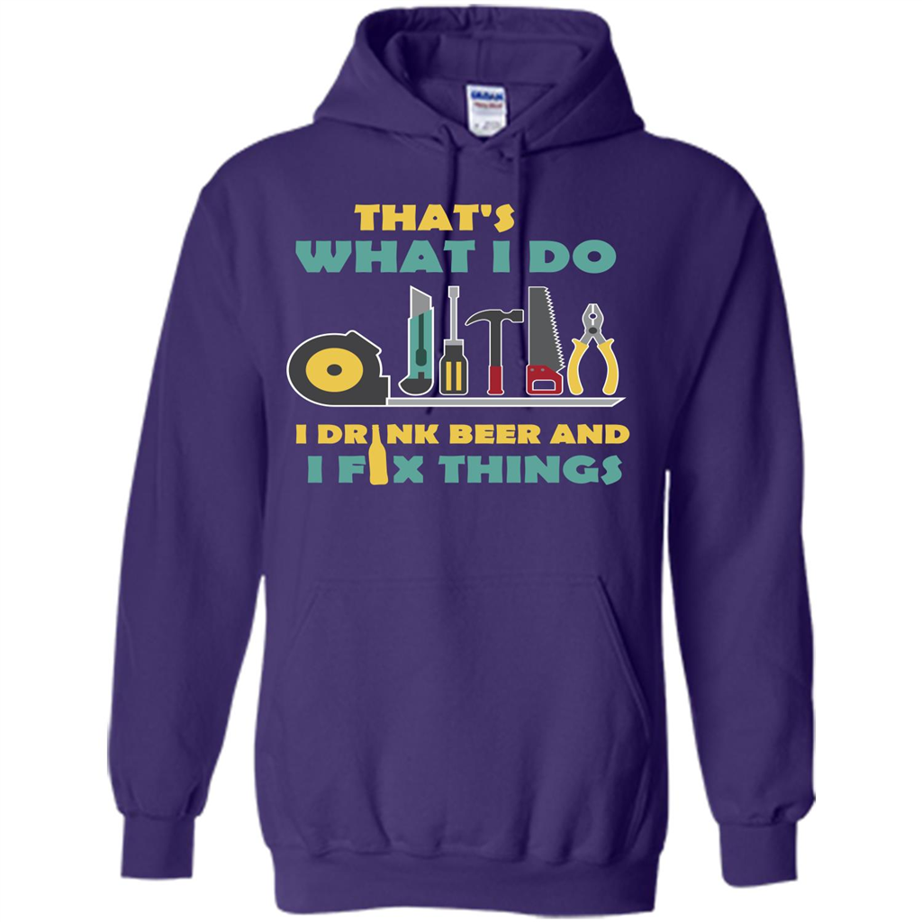 Engineer T-shirt That's What I Do I Drink Beer And I Fix Things Purple