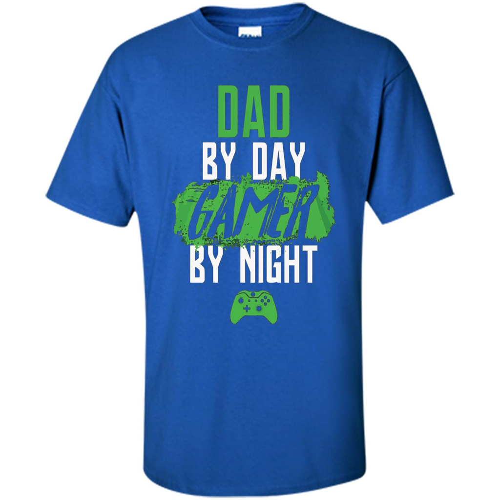 Fathers Day T-shirt Dad By Day Gamer By Night Video Game Royal