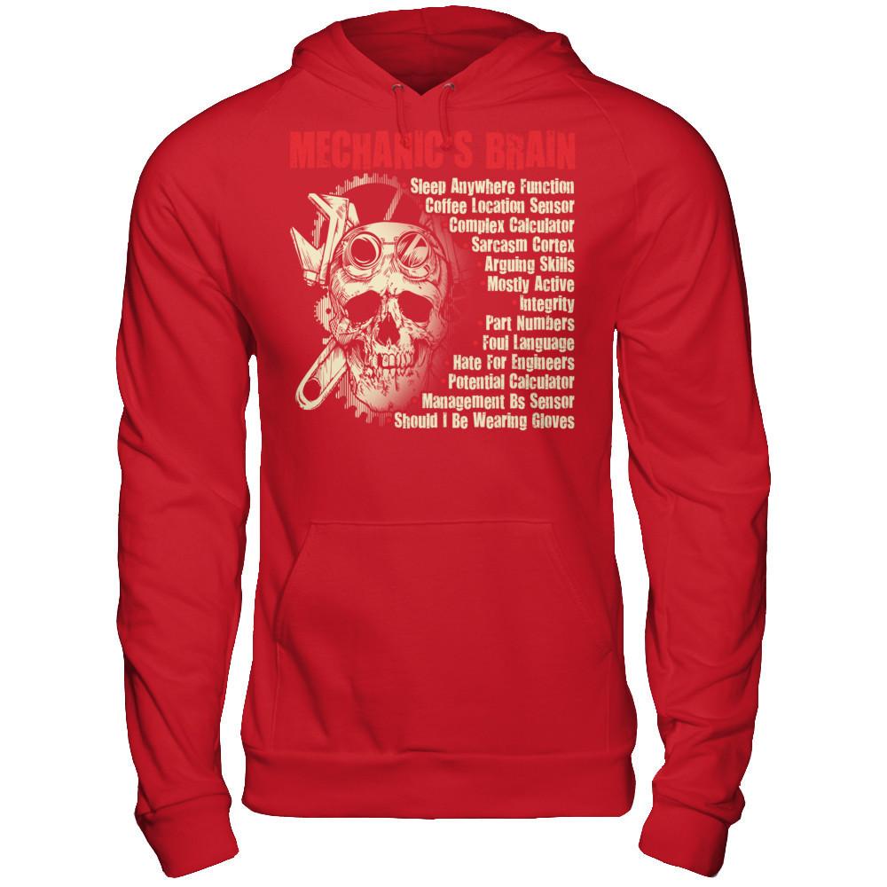 Mechanic's Brain - Sleep Anywhere Function, Coffee Location Sensor, Complex Calculator Gildan - Pullover Hoodie Red