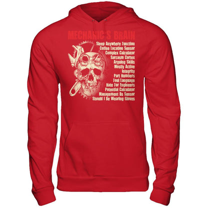 Mechanic's Brain - Sleep Anywhere Function, Coffee Location Sensor, Complex Calculator Gildan - Pullover Hoodie Red
