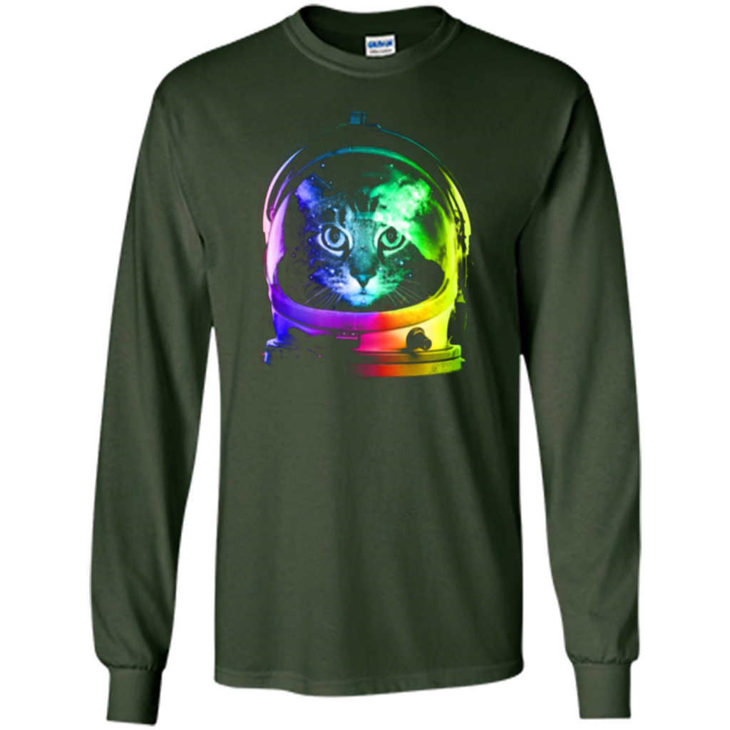 Astronaut Cat T-shirt Forest Green