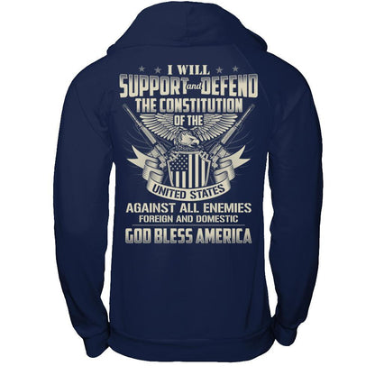 I Will Support And Defend The Constitution Of The United States T-shirt Gildan - Pullover Hoodie Navy
