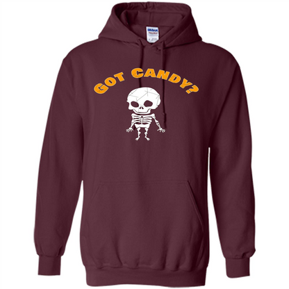 Cute Skeleton Asking For Candy Halloween T-shirt Maroon