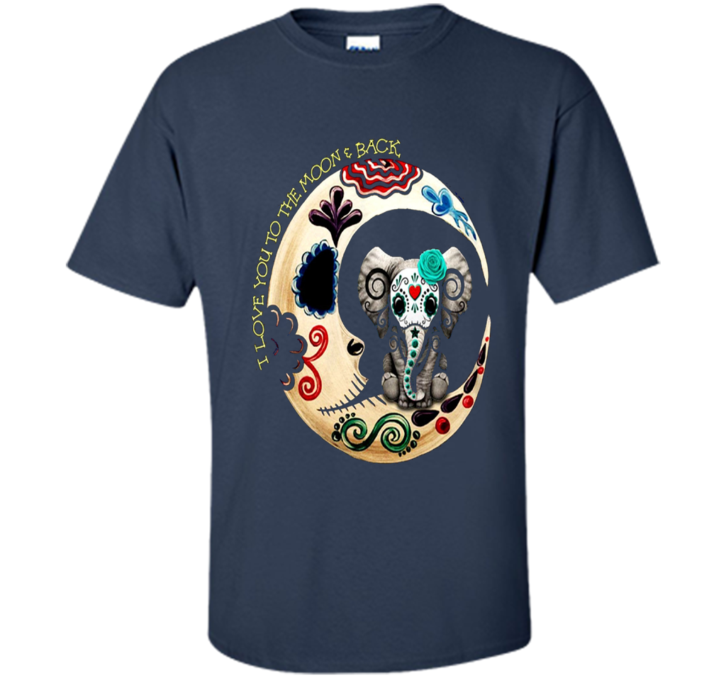 Elephant I Love You To The Moon Back T-shirt Navy