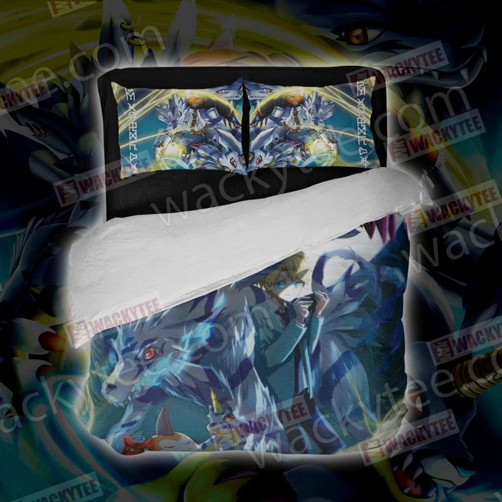 Digimon Garurumon And Yamato 3D Bed Set