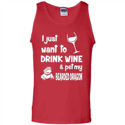 I Just Want To Drink Wine And Pet My Bearded Dragon T-shirt Red