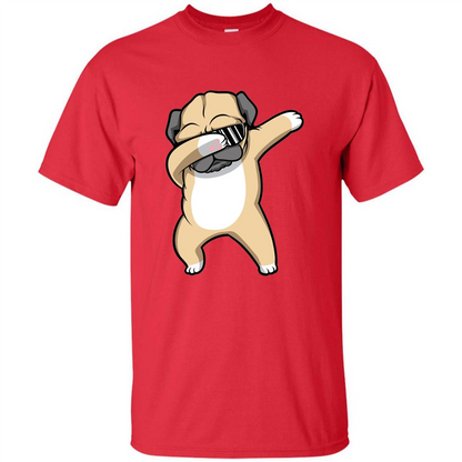 Dabbing Pug T-shirt Funny Cute Dog Dab Dance T-Shirt Red
