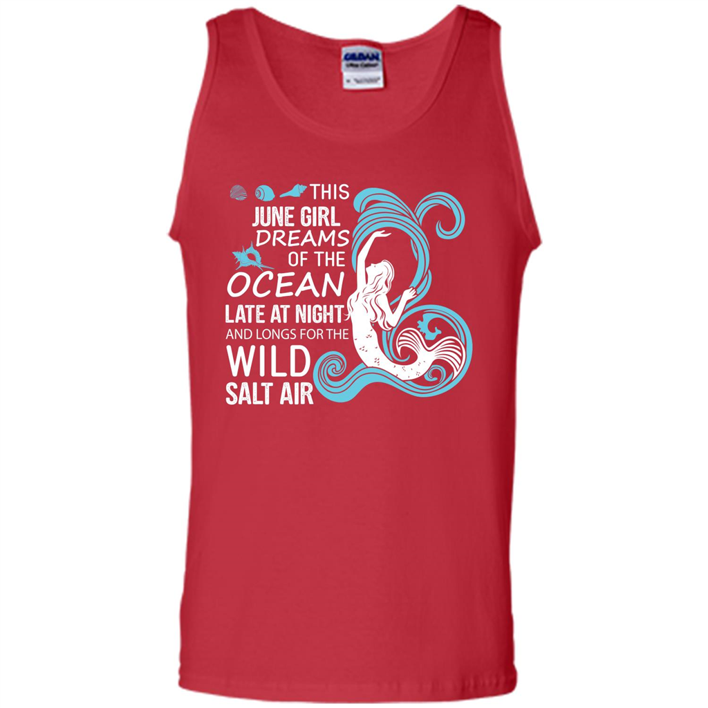 This June Girl Dreams Of The Ocean Late At Night T-shirt Red