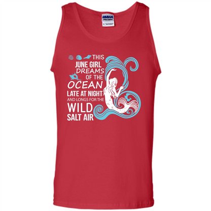 This June Girl Dreams Of The Ocean Late At Night T-shirt Red