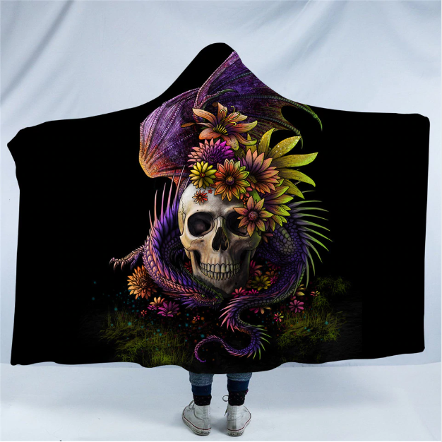 Hooded Blanket Fantastic Skull Collection 4 Version Flower Dragon