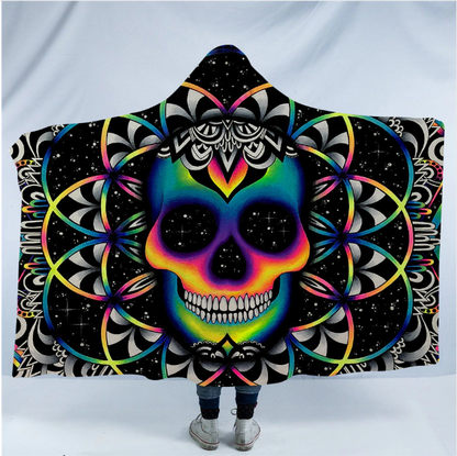 Hooded Blanket Fantastic Skull Collection 4 Version Colored Skull