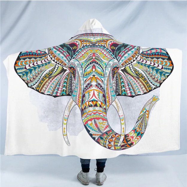 Hooded Blanket Indian Elephant Collection 4 version Indian Elephant