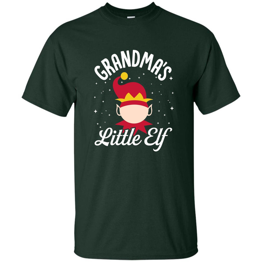 Grandma's Little Elf Christmas T-Shirt Forest Green