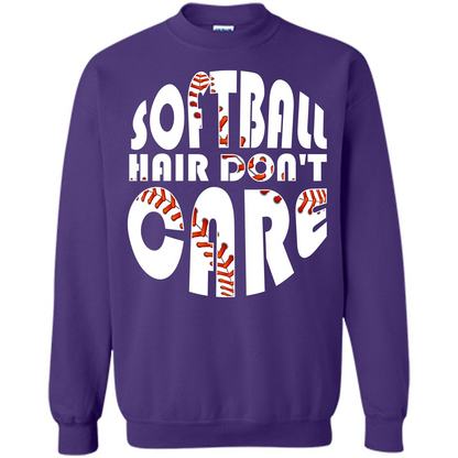 Softball Lover T-shirt Softball Hair Don't Care T-shirt Purple