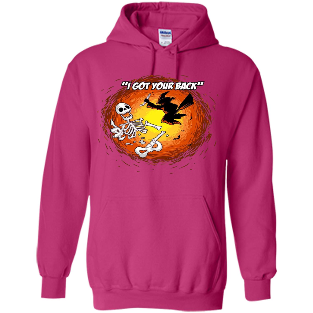 Funny Witch Skeleton Halloween 2017 I Got Your Back T-shirt Heliconia