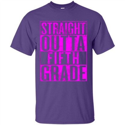 Straight Outta Fifth Grade T-shirt School Day T-shirt Purple