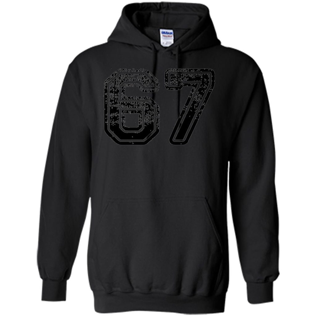 Number 67 T-shirt - Grungy Sports Team T-shirt Black