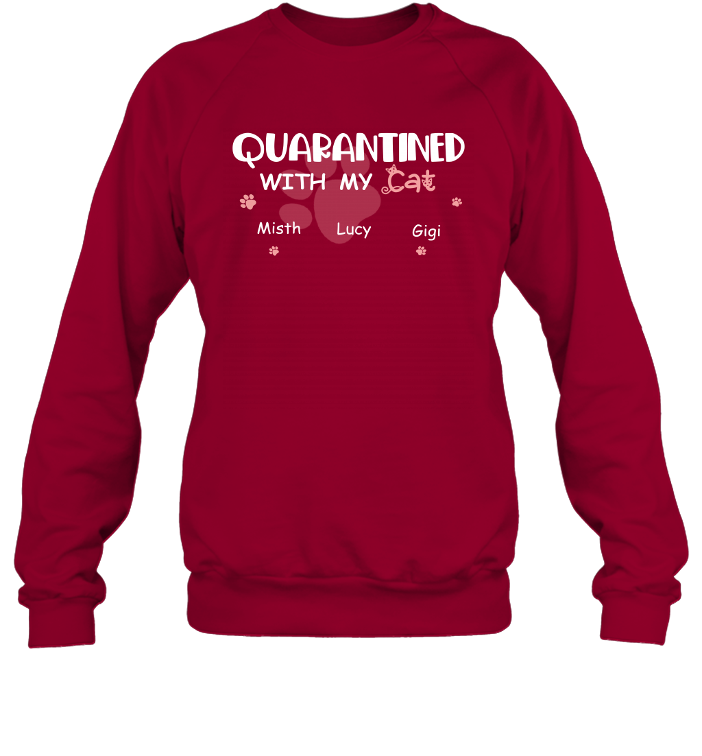 Stay home with my cats ( Customized Name ) Sweatshirt Sweatshirt Cardinal Red