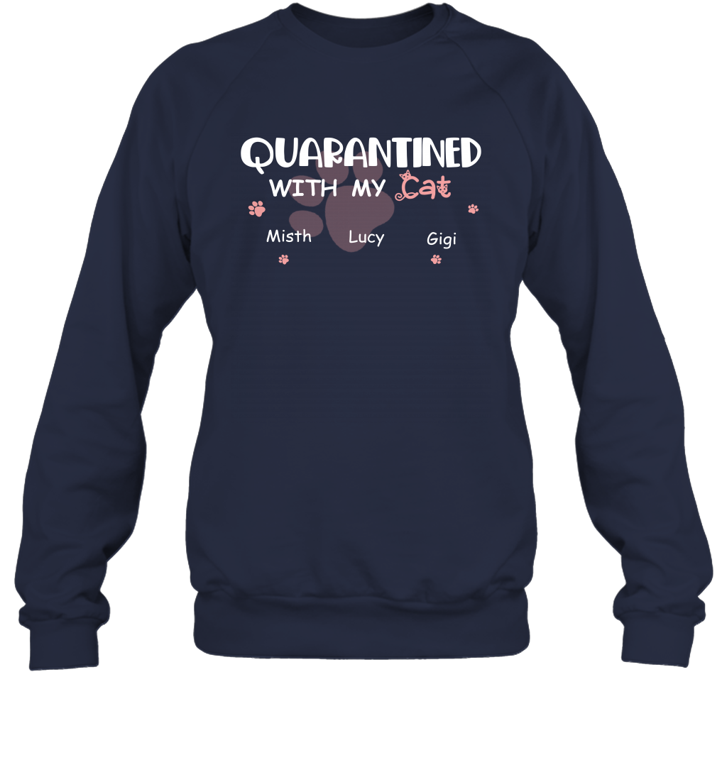 Stay home with my cats ( Customized Name ) Sweatshirt Sweatshirt Navy