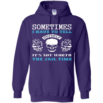 Funny T-shirt Sometimes I Have To Tell Myself It_Ñés Not Worth The Jail Time Purple