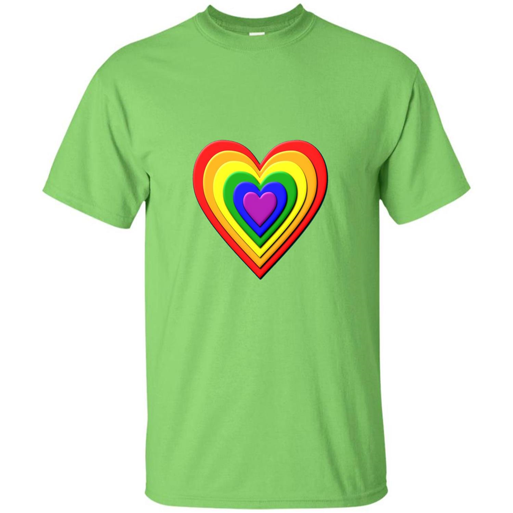 LGBT T-shirt Rainbow Heart T-shirt Lime
