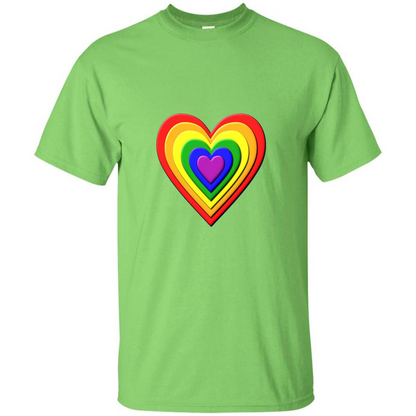 LGBT T-shirt Rainbow Heart T-shirt Lime