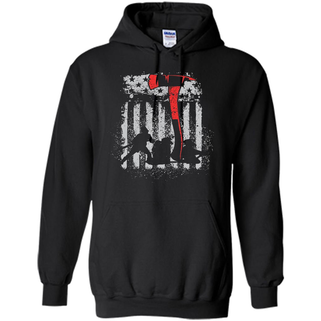 Firefighter With US Flag T-shirt Black