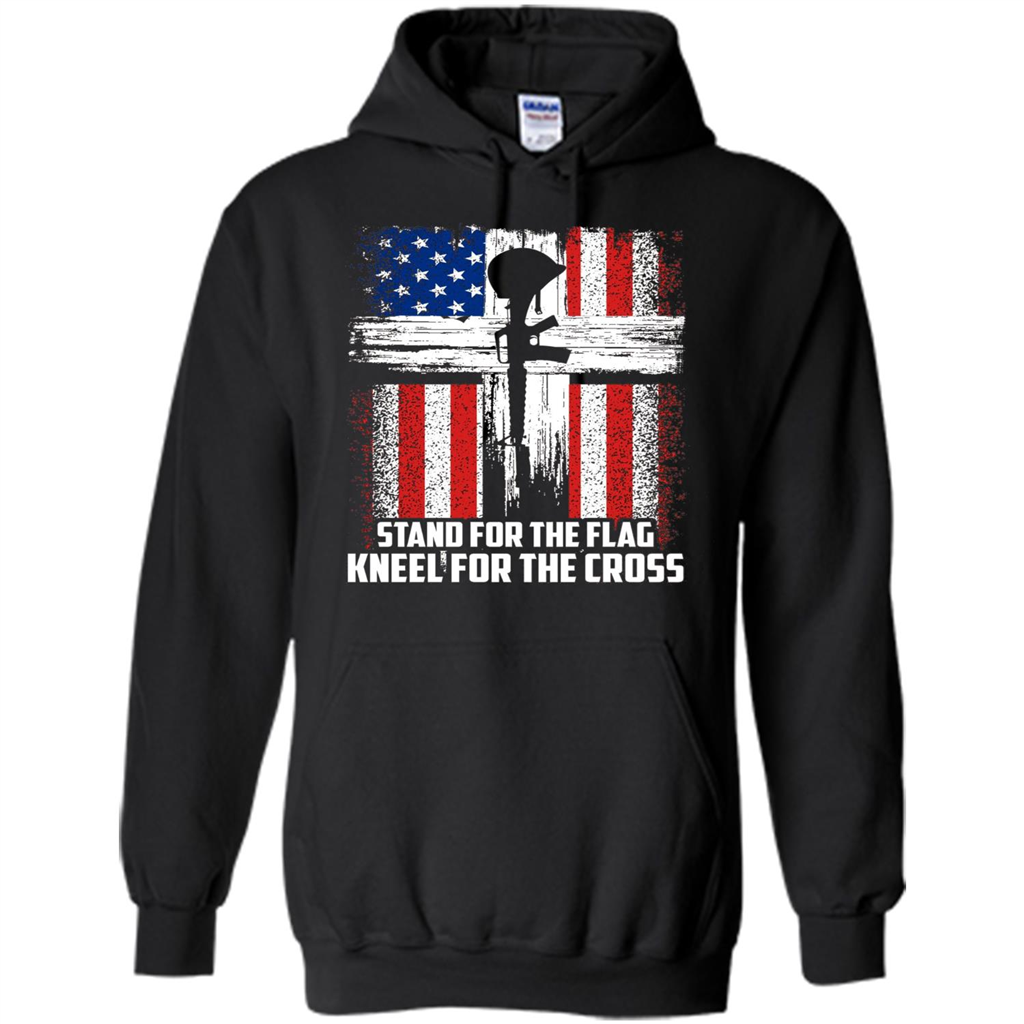 Military T-shirt Stand For The Flag Kneel For The Cross T-Shirt Black