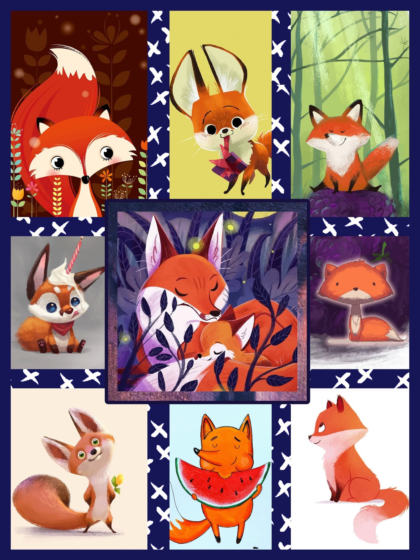 Cute Fox Complication 3D Throw Blanket