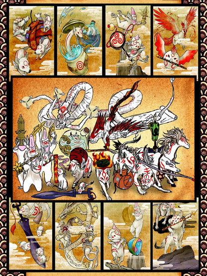 Okami Animals 3D Quilt Bed Set