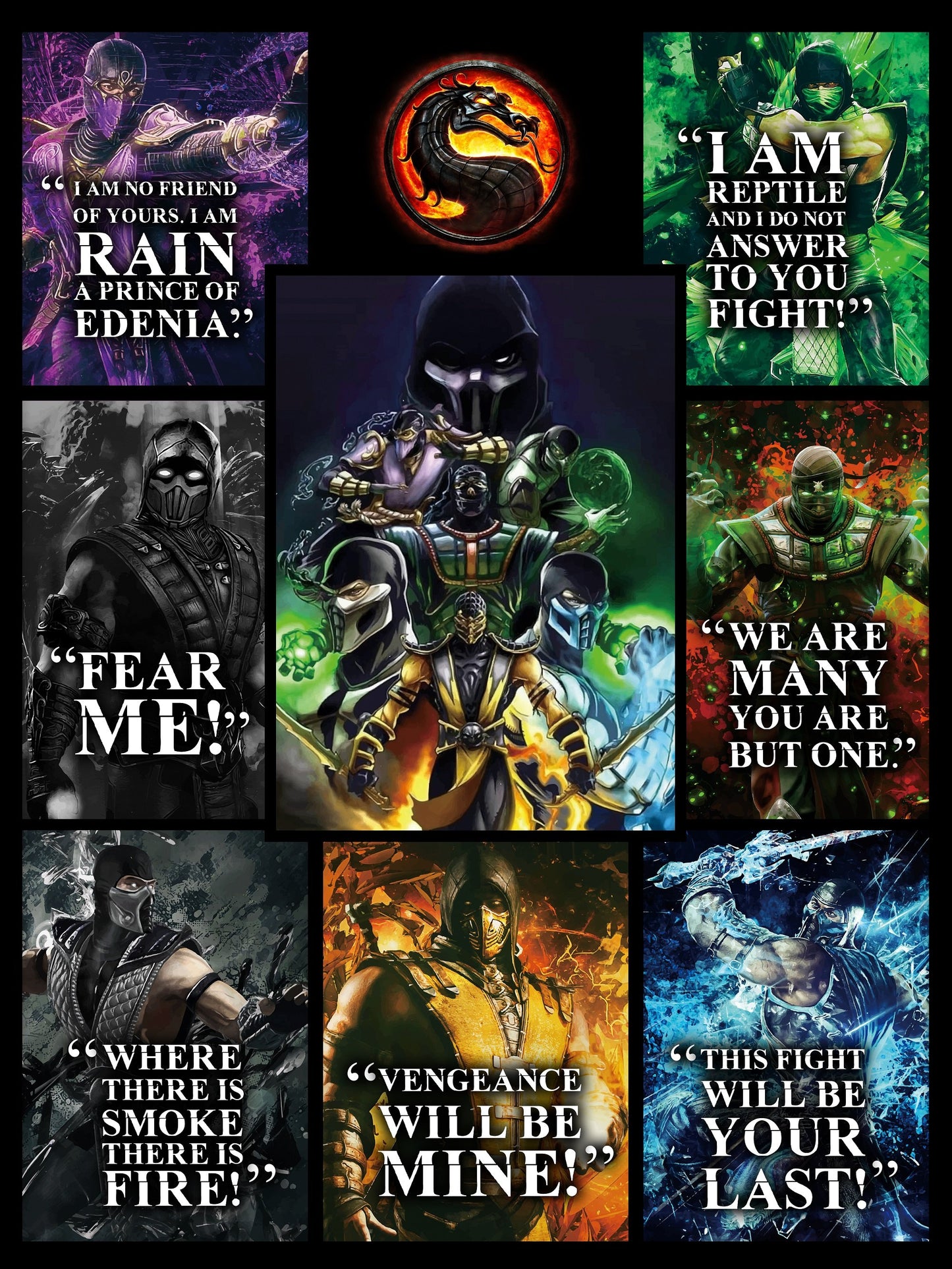 Mortal Kombat Ninja Quotes 3D Bed Set