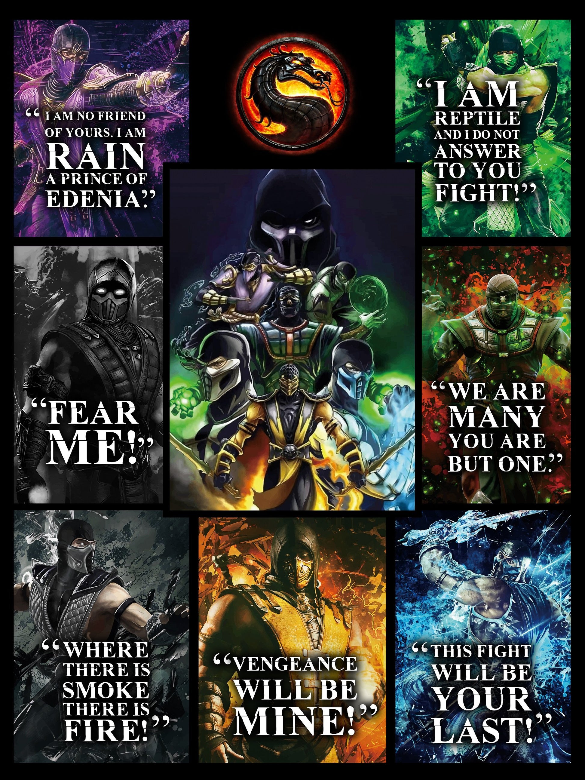 Mortal Kombat Ninja Quotes 3D Bed Set