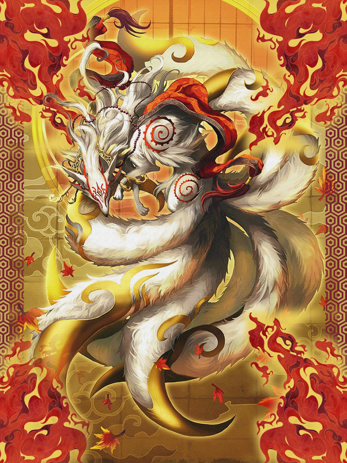 Nine Tail Okami Fox Quilt Bed Set