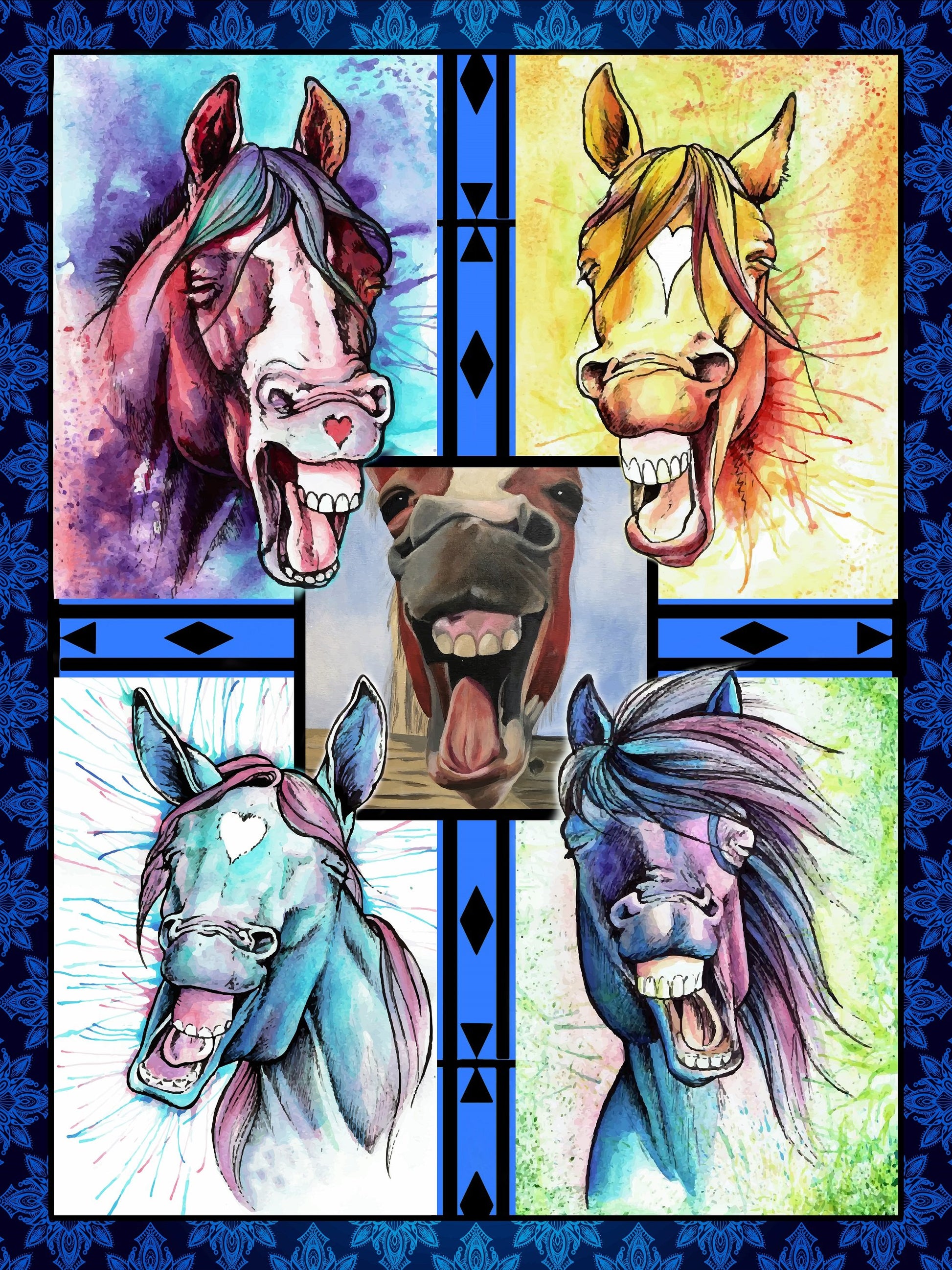 Hilarious Smiling Horse Complication 3D Throw Blanket