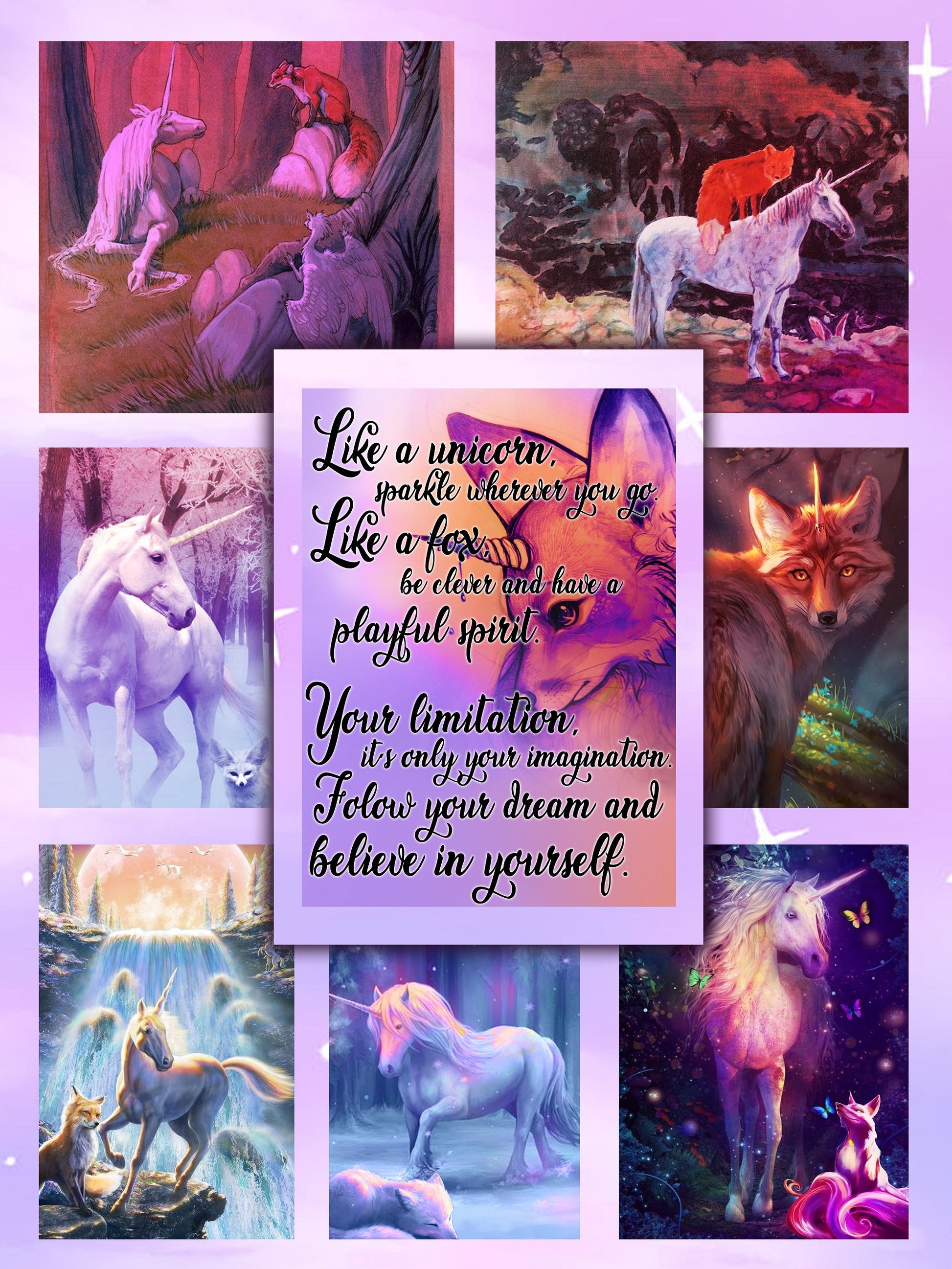 Fox And Unicorn Inspirational Quotes 3D Throw Blanket