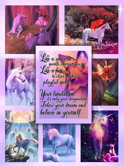 Fox And Unicorn Inspirational Quotes 3D Throw Blanket