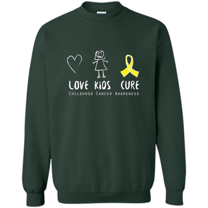 Love Kids Cure Childhood Cancer Awareness T-shirt Forest Green