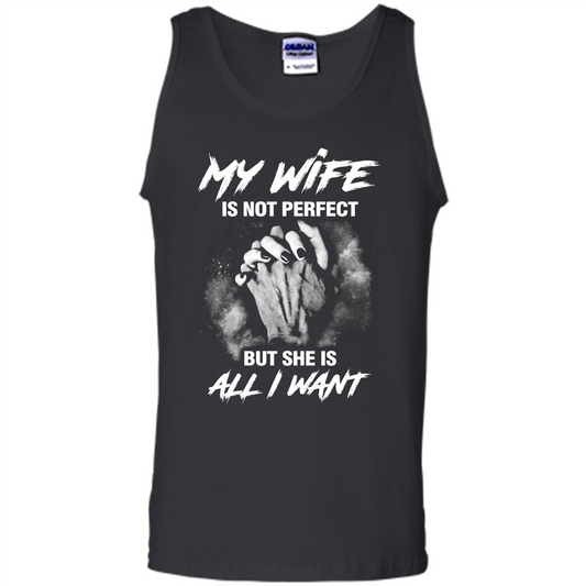 Husband T-shirt My Wife Is Not Perfect But She Is All I Need Black