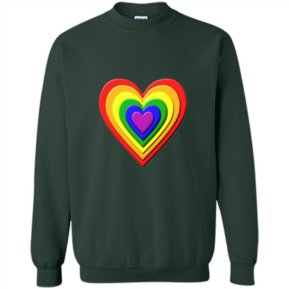 LGBT T-shirt Rainbow Heart T-shirt Forest Green
