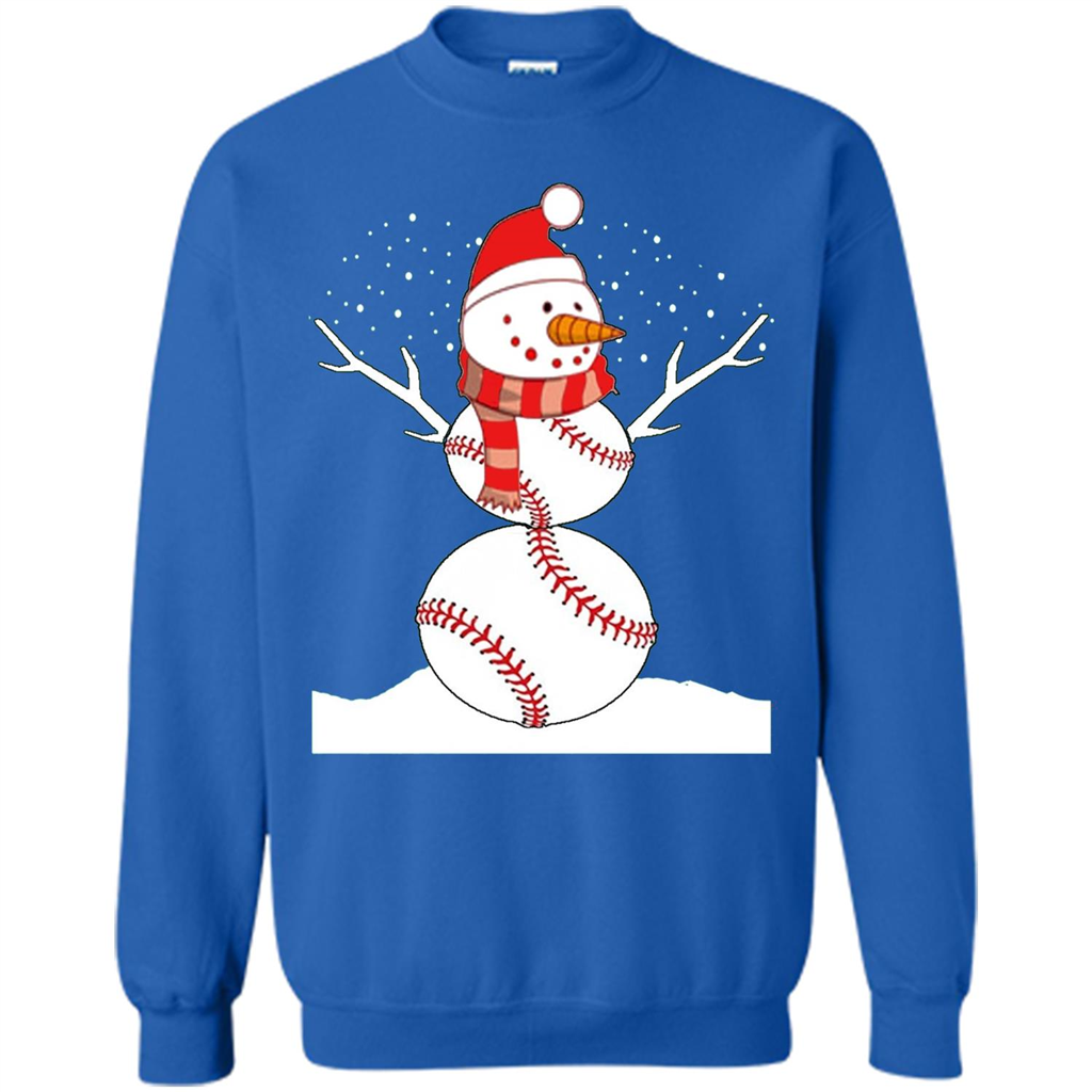 Cute Baseball Snowman Christmas T-Shirt Royal