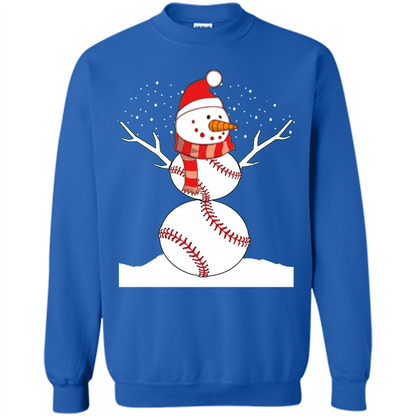 Cute Baseball Snowman Christmas T-Shirt Royal